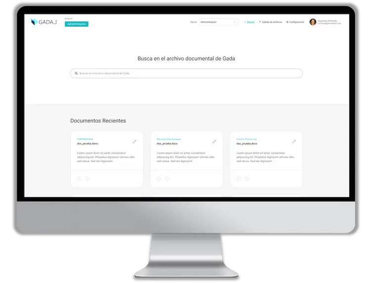 Gestión archivos digital GADA CRM educación cabecera